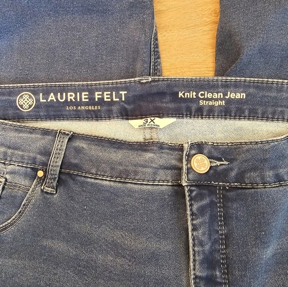 Laurie Felt Knit Clean Jeans Straight 3X Plus Denim Blue New - Picture 6 of 16